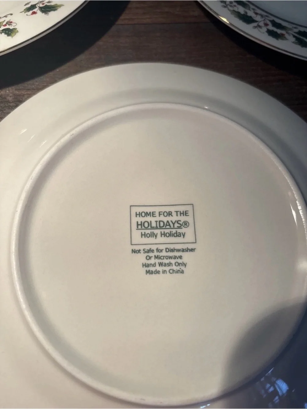 Corelle White Dinner Plates with Green Holly and Red Berry Border - Set of 4